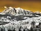 USA-Colorado Infrared of Aspens with mountain range in fresh snow Art Print